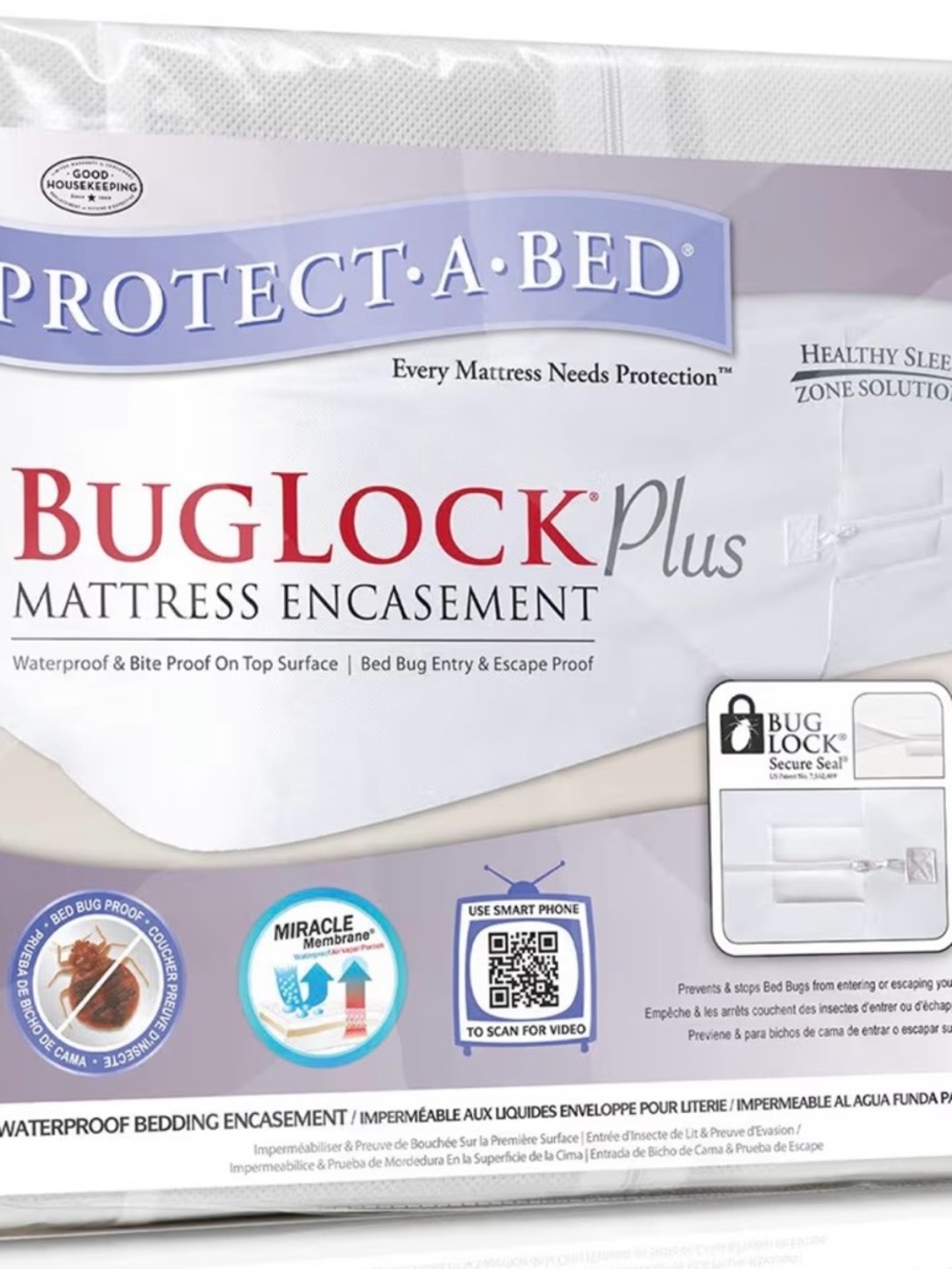 Protect-A-Bed BugLock Plus Mattress Encasement - White